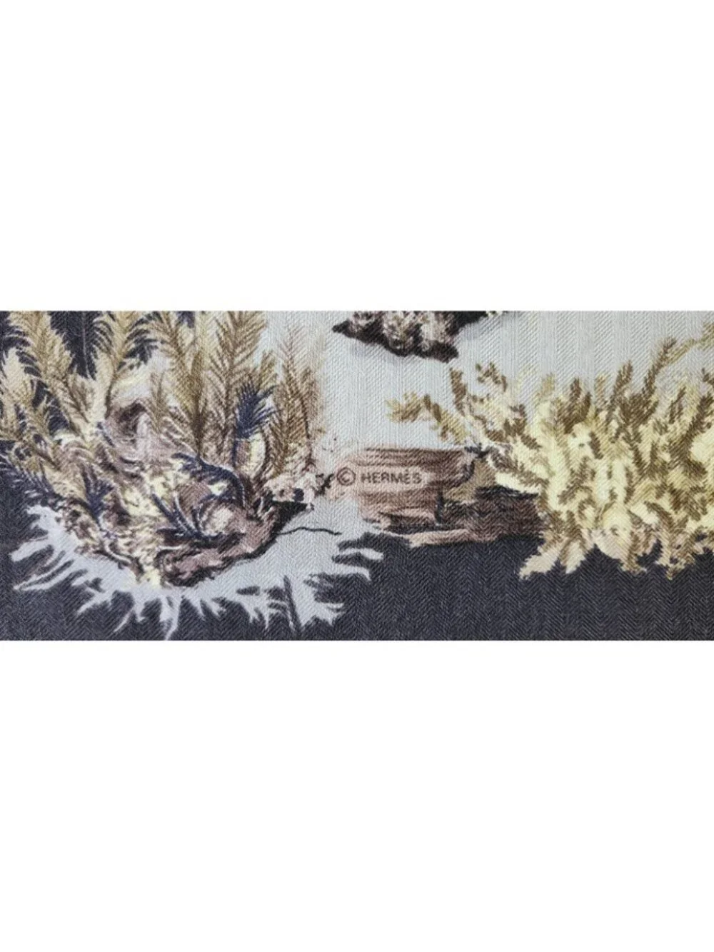 Hermès Paris Champignons Mushroom Cashmere Silk 140 Shawl Scarf Made in France